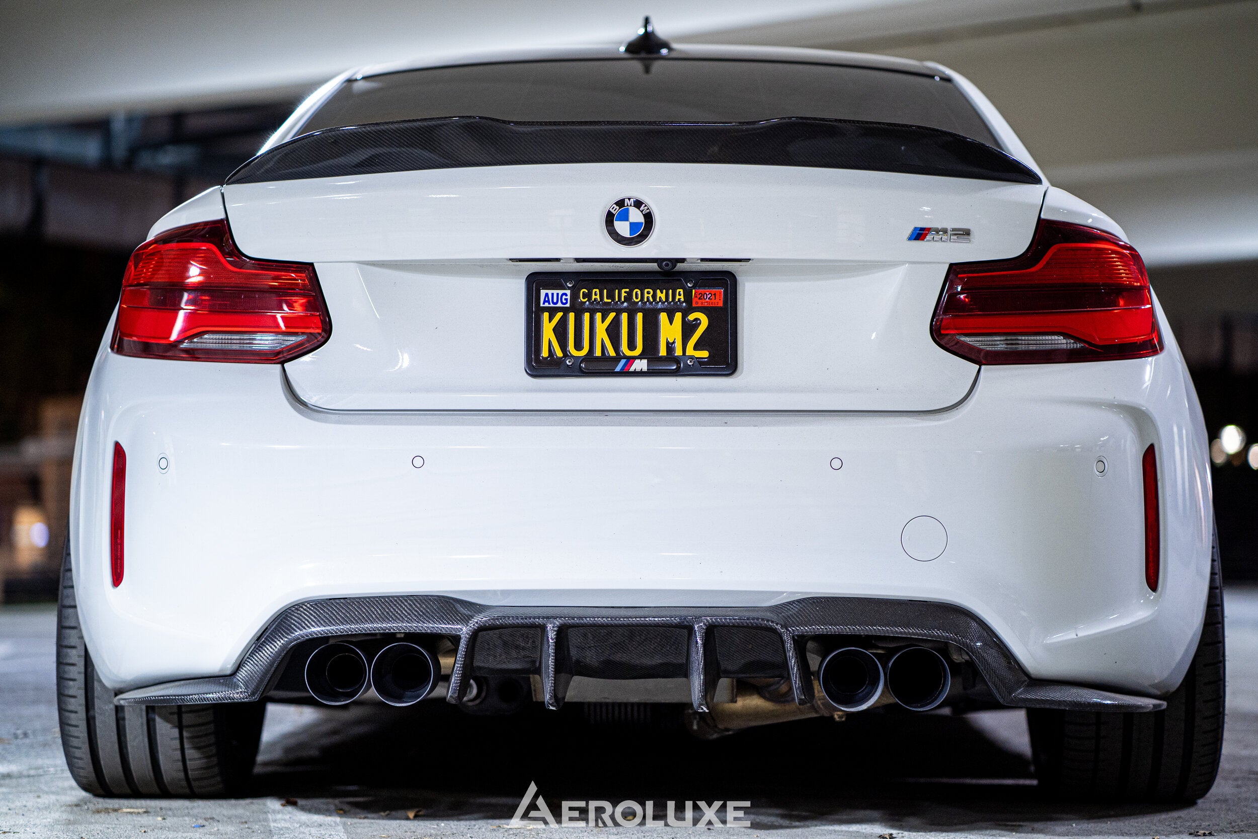 F87 Rear AeroLuxe 16-21 BMW F87 M2 Spec-V Carbon Fiber 3-Piece Rear Diffuser ...